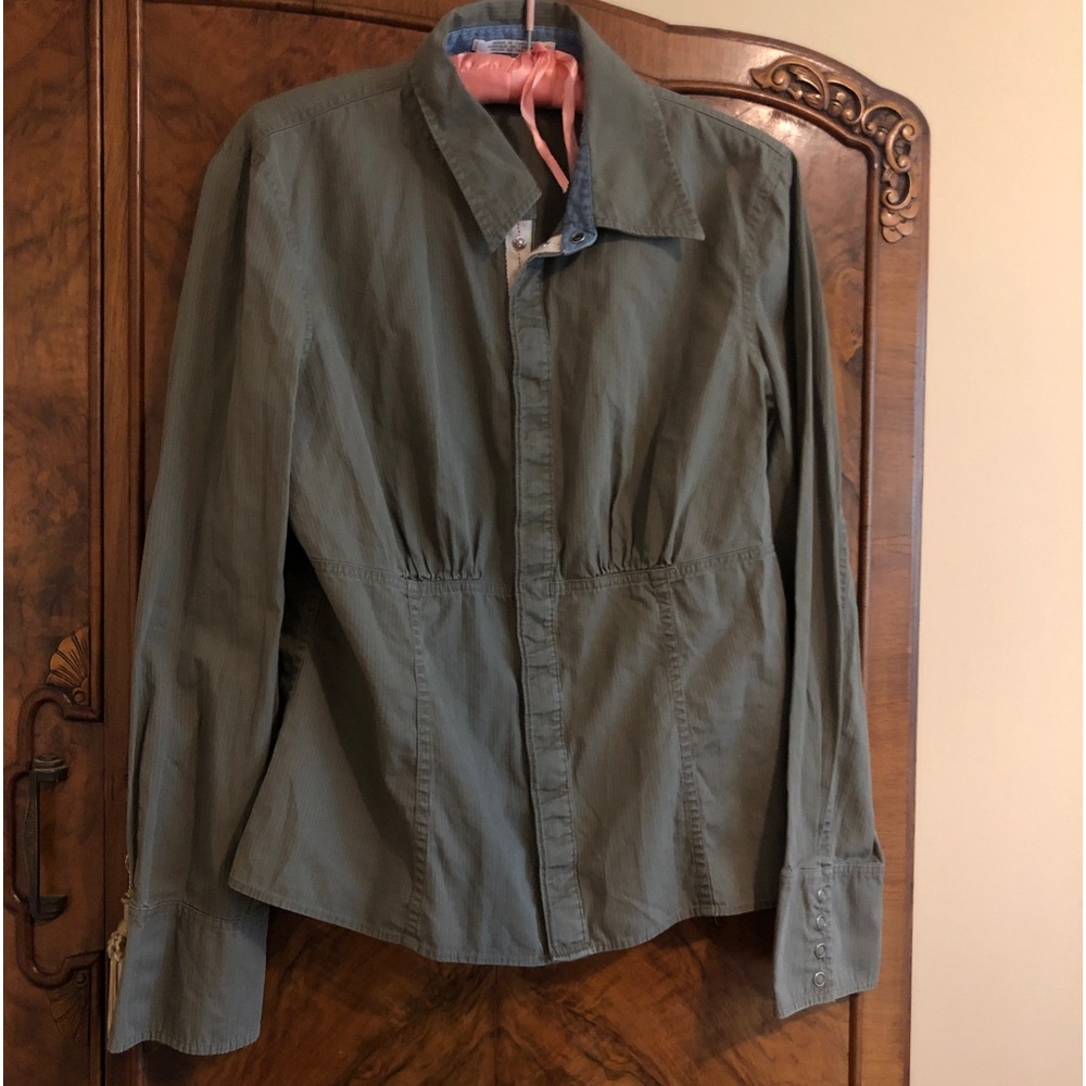 Tommy Hilfiger Vintage Y2K snap front shirt military style chic